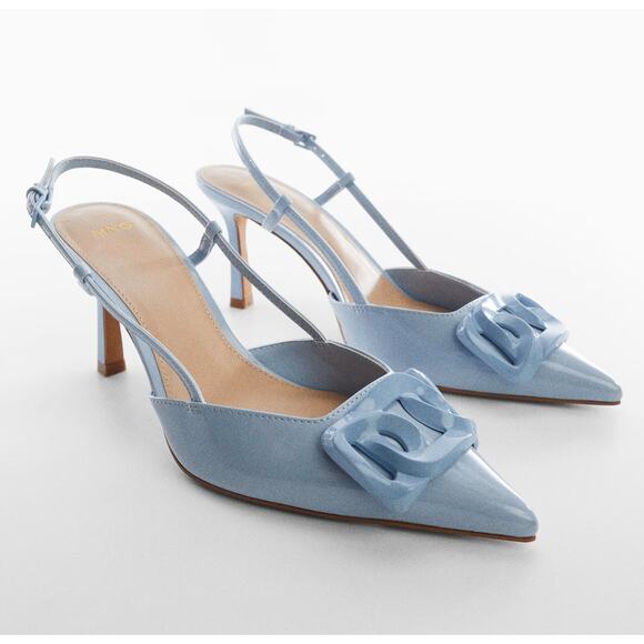 RARE! MANGO Faux Patent Leather Chain Heels NWT โจ Size 6.5 EUR 37 - Picture 6 of 10